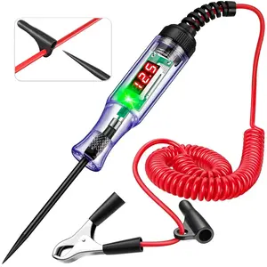 5V-90V Automotive Digital LED Circuit Tester, Bidirectional Polarity Voltage Tester with 110" Extended Spring Wire & Alligator Clip, Auto Fuse Tester for Cars, Trucks
