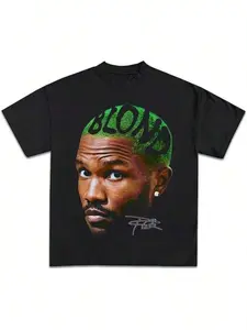 Printed T-Shirt Cotton Plus Size Men's Clothing, Frank Oceans Shirt Rap Tee Concert Merch Blonds Album Cover Graphic T-Shirt COTTON New Arrival Anime Clothes T Shirts