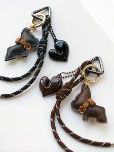 Heart-Shaped French Bulldog Keychain, Elegant Same-Color Dog Lover Accessory, Perfect for Pet Lovers & Festive Gifts