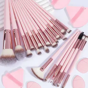26pcs Professional Soft Makeup Brush Tool Set, Includes 20pcs Makeup Brush Set, 3 Dry Air Cushion Puffs, 3 Mini Finger Air Cushions Makeup Tool Set Travel Portable Suitable For All Skin Types, Makeup Brush Kit