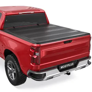 5.8FT 4-Fold Low-Profile Flush-Mount Style FRP Hard Tonneau Cover For 2019-2025 Chevrolet Silverado GMC Sierra 1500 Pickup Truck Car Protector