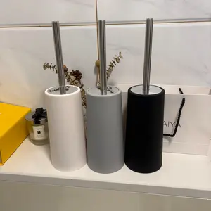 Ergonomic Toilet Brush Set with 304 Stainless Steel Handle, Durable Bathroom Accessory, House Cleaning Tools, Bathroom Supplies, Available in 3 Colors