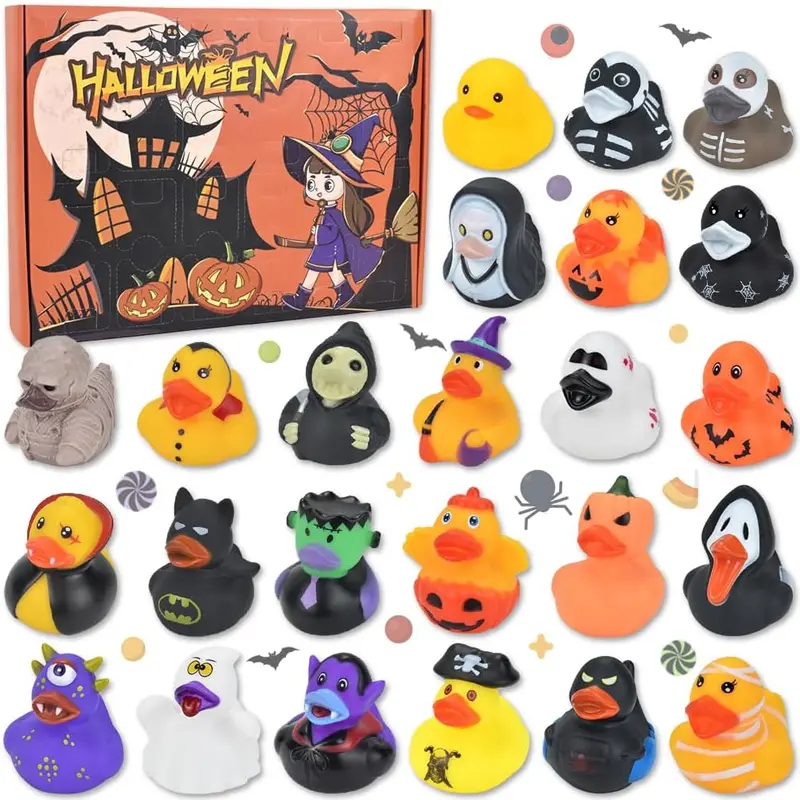 2025 Halloween Duck Advent Calendar, Horror Rubber Duck 24 Days Surprises Gift Pack for Kids and Adults, Trick or Treat Supplies, Party Favors, Party Decoration Supplies