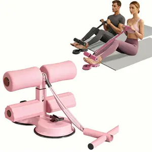 4-Tube Resistance Band Pedal Puller Multifunction Fitness Equipment for Abs Arms Legs Waist Elastic Yoga Tension Rope with 4.5 Inch Suction Cups Adjustable Height Portable for Home Workout