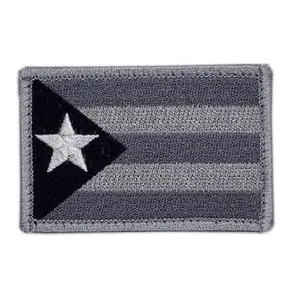 Grey Puerto Rico 2PC State Flag Hook Fastener Patch 3x2 Inch for Uniforms and Gear