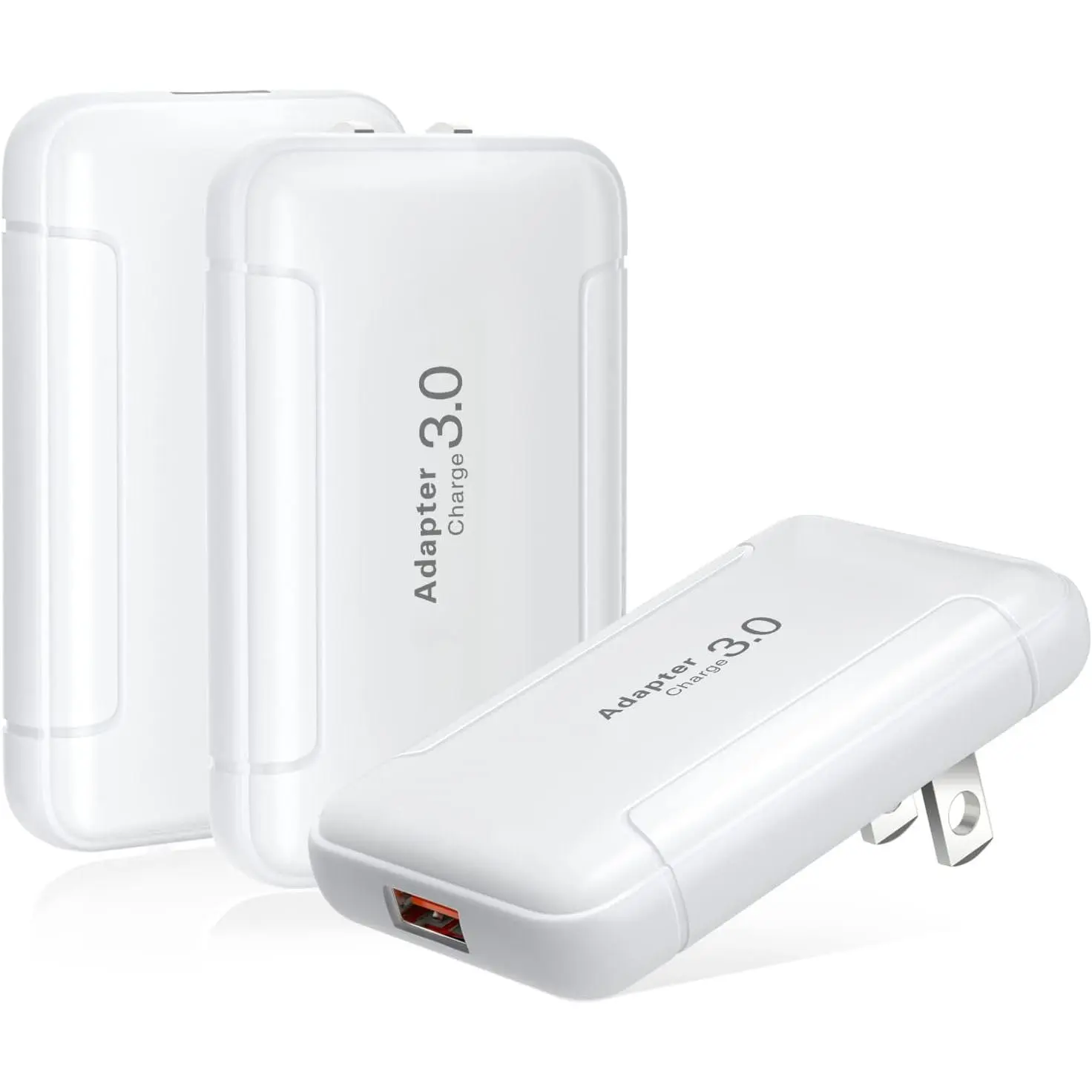 Flat USB Wall Charger, Costyle 3 Pack 18W Quick Fast Charge 3.0 Slim USB Wall Plug Adapter Fast Charging Block with Foldable Plug for iPhone 13 12 11 XR, Samsung Galaxy S21 S20 A54 (White), Smartphone, Mobile, Electronic, Compact, 18W Output, 3-Pack Kit,,