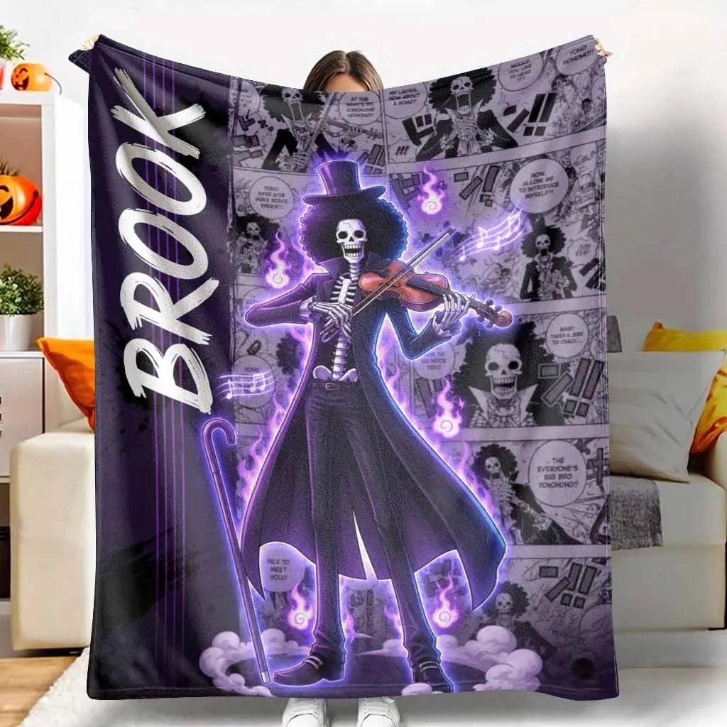 Soul King Musician Flannel Blanket Brook Anime Printed Throw Ultra Soft Lightweight Cozy Breathable Antipilling Decorative Bedding Sofa Couch Travel Camping Gift Office Nap Airconditioned Room Decorative Accessory