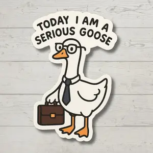 Serious Goose Sticker, Funny Bird Decal, Vinyl Laptop Water Bottle Sticker,  Sarcastic Adult Humor Gift