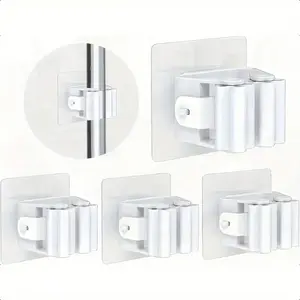 4 Adhesive Mop Racks for Wall Mounting​ – Waterproof and Heavy-Duty Holders for Mops, Brooms, and Cleaning Tools