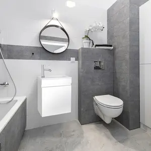 Spurgehom Modern 6-Inch Floating Vanity: Space-Saving Wall Mounted Bathroom Cabinet & Sink Combo. Comes with Chrome Faucet, Pop-Up Drain, and U-Shape Drain for a Clean Look