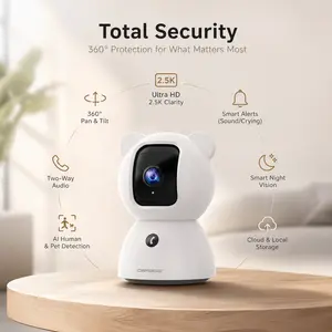 CINMOORE 2.5K AI Baby Monitor & Pet Camera, Cry Detection, Human & Pet Detection, Motion Tracking, Night Vision, 2-Way Audio, No Monthly Feecameras for home Safety