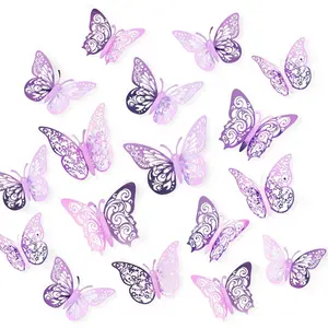 72 Pcs Butterfly Decorations, 3 Sizes 3 Styles, 3D Butterfly Wall Decor, Butterfly Party Decorations, Birthday Decorations, Butterflies for Crafts, Cake Decorating, Wall Stickers Room Decor (Lavender)