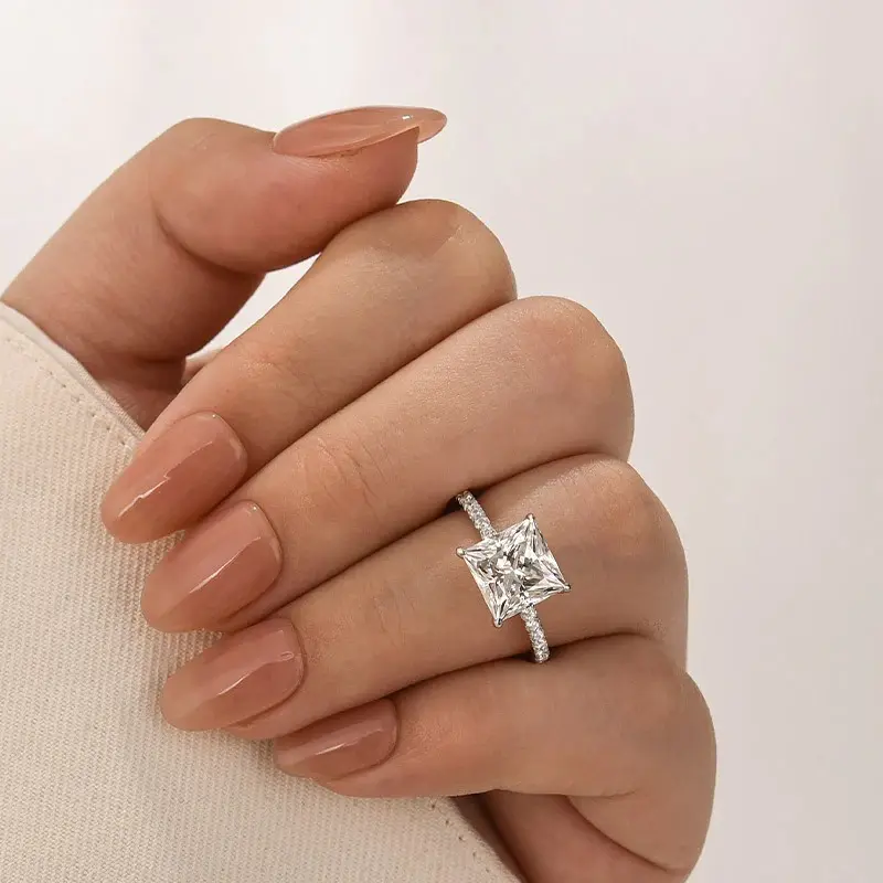 Maxine Lab-Created 2.0ct Moissanite Princess Cut Engagement Ring,VVS1 Women's Jewelry Ring, Ideal for Proposal, Wedding, Anniversary, Travel Ring