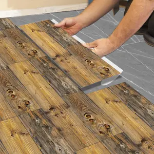 Retro Wood Grain Self-Adhesive Floor Sticker, Waterproof & Wear-Resistant, Multi-Piece Set for Living Room Bedroom Kitchen Rental