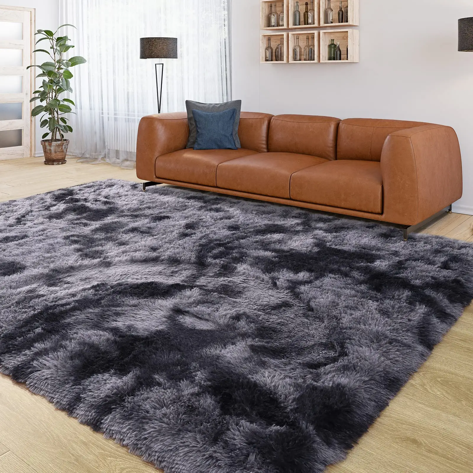 【Deals for You Days】Tie-Dyed Fluffy Shag Rug Area Rugs for Living Room Nursery Dorm Anti-Skid Soft Modern Plush Aesthetic Room Decor Floor Protection