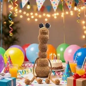 Marcus the Worm Crochet Plushie Handmade Amigurumi Toy DIY Gift for Christmas I don't like this rock Yarn Craft