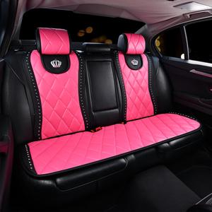 luxury rhinestone crown logo decor car seat cover for front/rear seat, car accessories, pu leather soft & comfortable car seat decorative protector, durable universal car interior decor for women