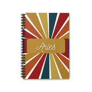 Aries Spiral Composition Notebook - Ruled Line - Zodiac Sign - Rainbow themed