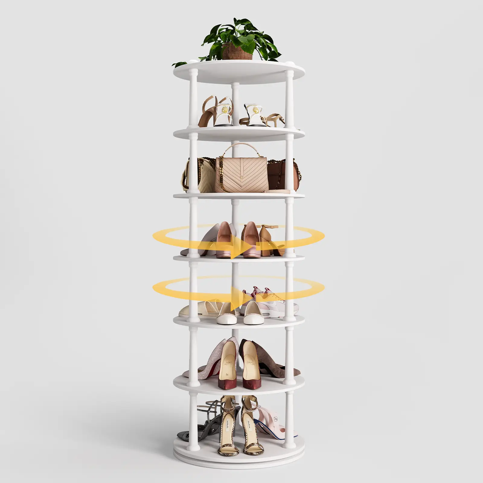 SULIVES Rotating Shoe Rack, 360° Rotating Shoe Rack Tower, 2/4/6 Layer Storage, Maximized Storage Space, Modern Style, Suitable for Entryway, Hallway