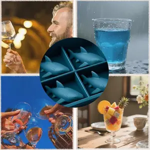 A must for cold drinks in summer! Shark silicone ice grid food grade quick-frozen, easy-to-take, refrigerator beverage ice cube mold