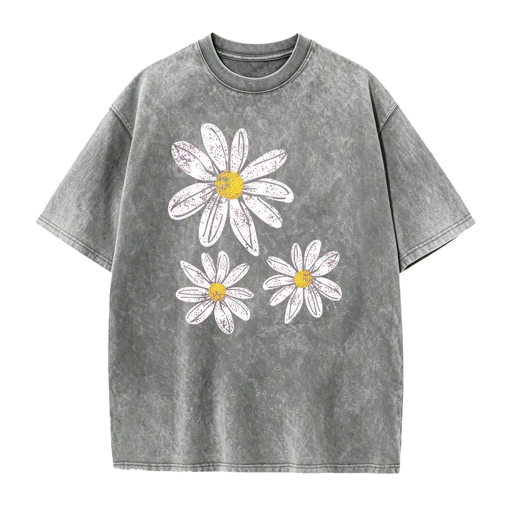 Daisy Shirt, Boho Floral Graphic Tee, Retro Aesthetic Flower Shirt, Spring Flower Trendy Summer Three Daisy Shirt for Women and Youth Girl