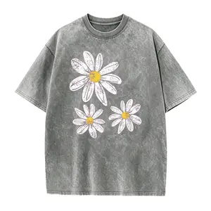Daisy Shirt, Boho Floral Graphic Tee, Retro Aesthetic Flower Shirt, Spring Flower Trendy Summer Three Daisy Shirt for Women and Youth Girl