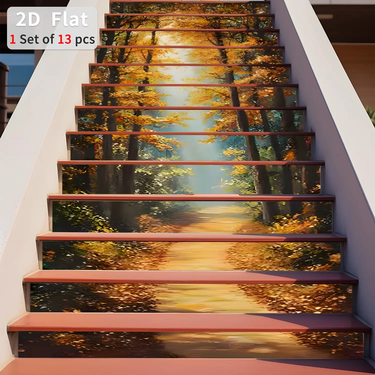 Geometric Pattern Stair Sticker, 13pcs/set Waterproof Self Adhesive Stair Sticker, Removable Wall Sticker for Home Decor, Decorative Wall Sticker, Decorative Stickers