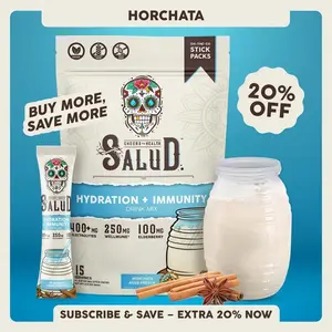 Salud 2-in-1 [Hydration + Immunity] Electrolytes, Immune Support, Dairy & Soy Free - 400mg Electrolytes, 250mg Wellmune, 100mg Elderberry - Healthcare, Vitamin (15 Servings), Coconut, Sugar - Made in US - got you covered!