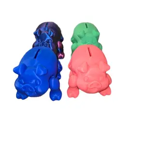 Chonky Piggy Bank - Colorful 3d printed Pig Design - Ideal for Decor & Ornaments Removable Blue