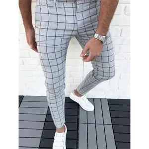 Men's Plaid Pants - Relaxed Style, Polyester, Non-Stretch, Zip Detail, All-Season Wear