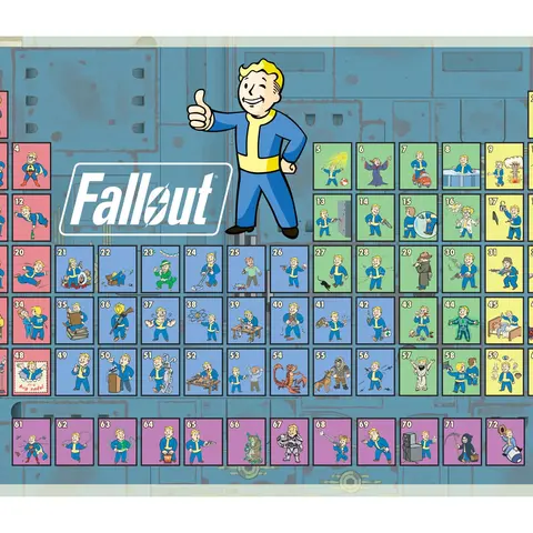 Fallout Vault Boy Periodic Table 1000-Piece Jigsaw Puzzle - Toynk Exclusive, Creative Family Character Puzzle Board Game for All Ages at Birthdays, Creative Puzzle