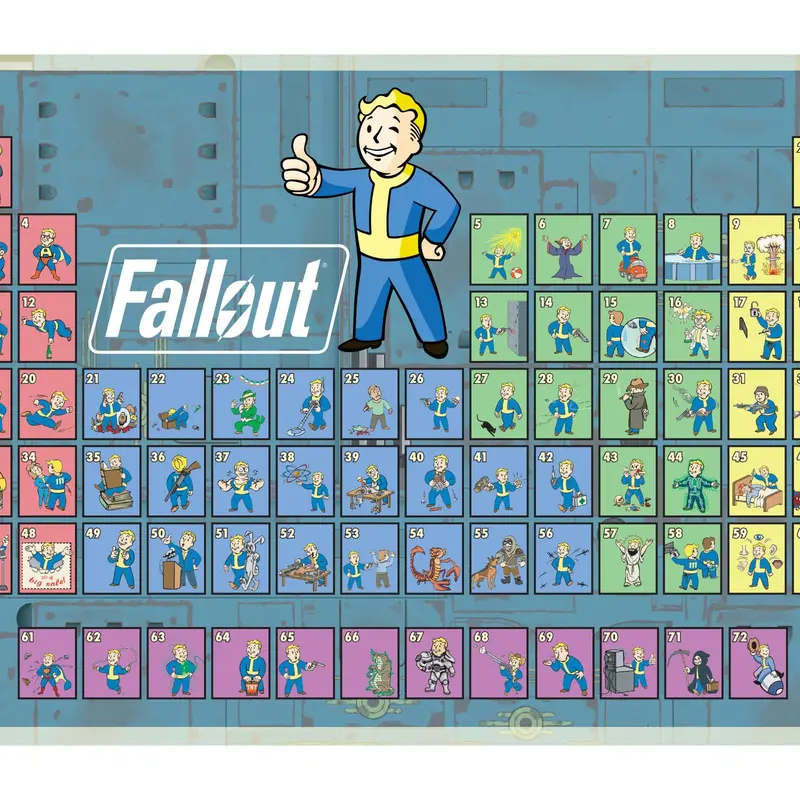 Fallout Vault Boy Periodic Table 1000-Piece Jigsaw Puzzle - Toynk Exclusive, Creative Family Character Puzzle Board Game for All Ages at Birthdays, Creative Puzzle