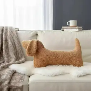 Cartoon dog throw pillow, featuring a cute design perfect for home decor. Made of soft plush material in a dog shape with durable polyester fabric – an ideal gift.