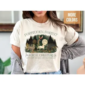 Comfort colors Forbidden Forest Shirt Harry Potter Forbidden Forest Cottagecore Forbidden Forest Magical Creatures Shirt Dark Academia