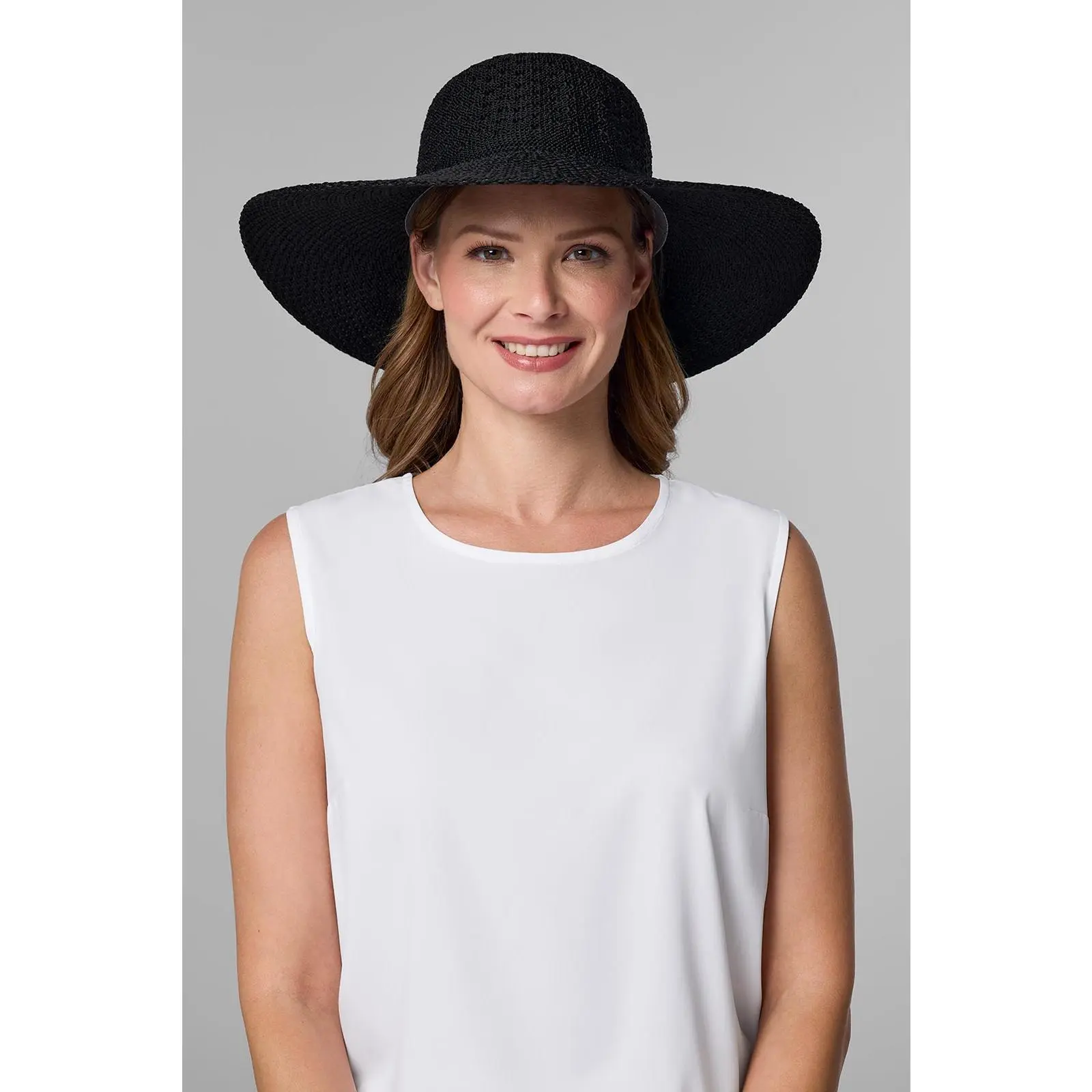 Perla | Packable Wide Brim Hat | Black