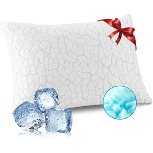 Cooling Memory Foam Pillows  for Sleeping 1 Pack  Adjustable Shredded Queen Size Firm Bed Pillows for Side Back Stomach Hot Sleepers Cold Pillow with Removable Washable Cover