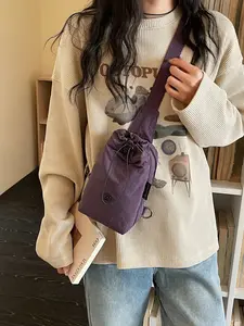 Unisex Nylon Chest Bag, Lightweight Waterproof Drawstring Waist Pack, Versatile Crossbody Shoulder Bag for Daily Commute & Travel, Waterproof Fanny Packs