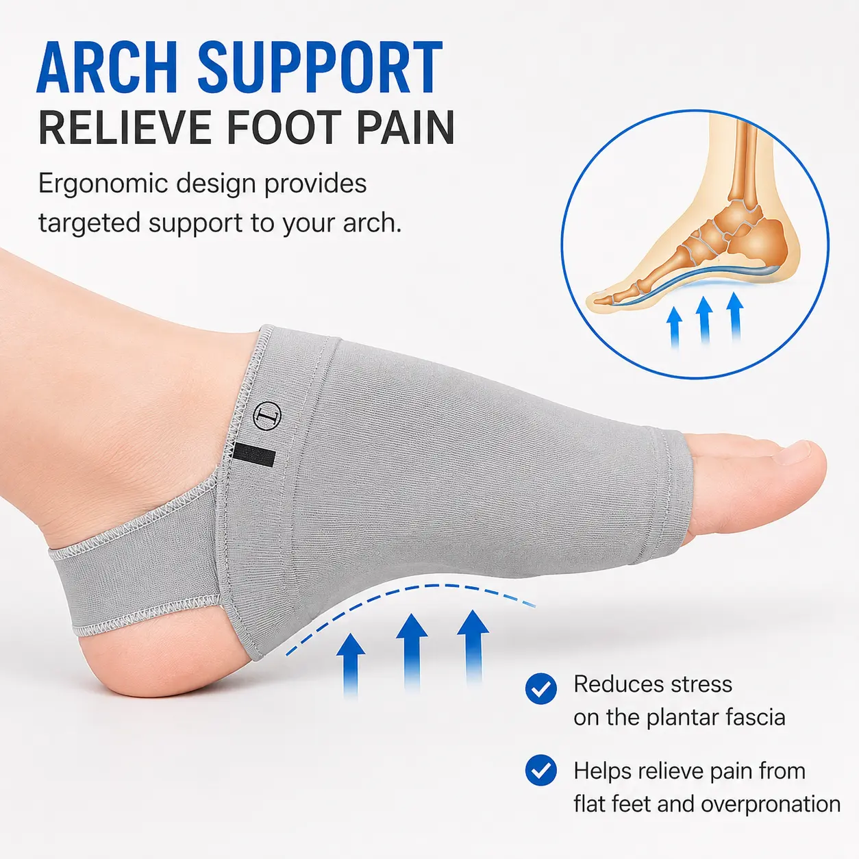 Arch Support Sleeve for Men & Women - Compression Foot Support Brace with Gel Pad, Breathable Ankle Wrap for Running, Fitness, Sports and Everyday Wear