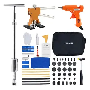 fathersdaygift VEVOR Dent Puller Kit, 61 PCS Paintless Dent Removal Kit with Golden Lifter, Slide Hammer T-Bar, Glue Gun, Auto Body Hail Damage Repair Remover Tools for Car Refrigerator Large Small Door Ding Repair