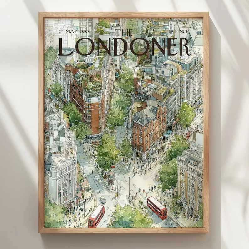 [UNFRAMED POSTER] The Londoner Poster: London City Street Illustration – Travel Wall Art Decor