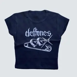 2000s Deftones Double Heart Tee, Y2K Style Aesthetic Baby Tee, Women's Graphics Gothic Top Tee, Street Apparel Grunge Baby T-shirt, Y2k Clothing, Cheap Tee, 2000s Tops, Womenswear Tops, Summer Outfit, Downtown Girl Baby Tee, Gift For Her, Outfits