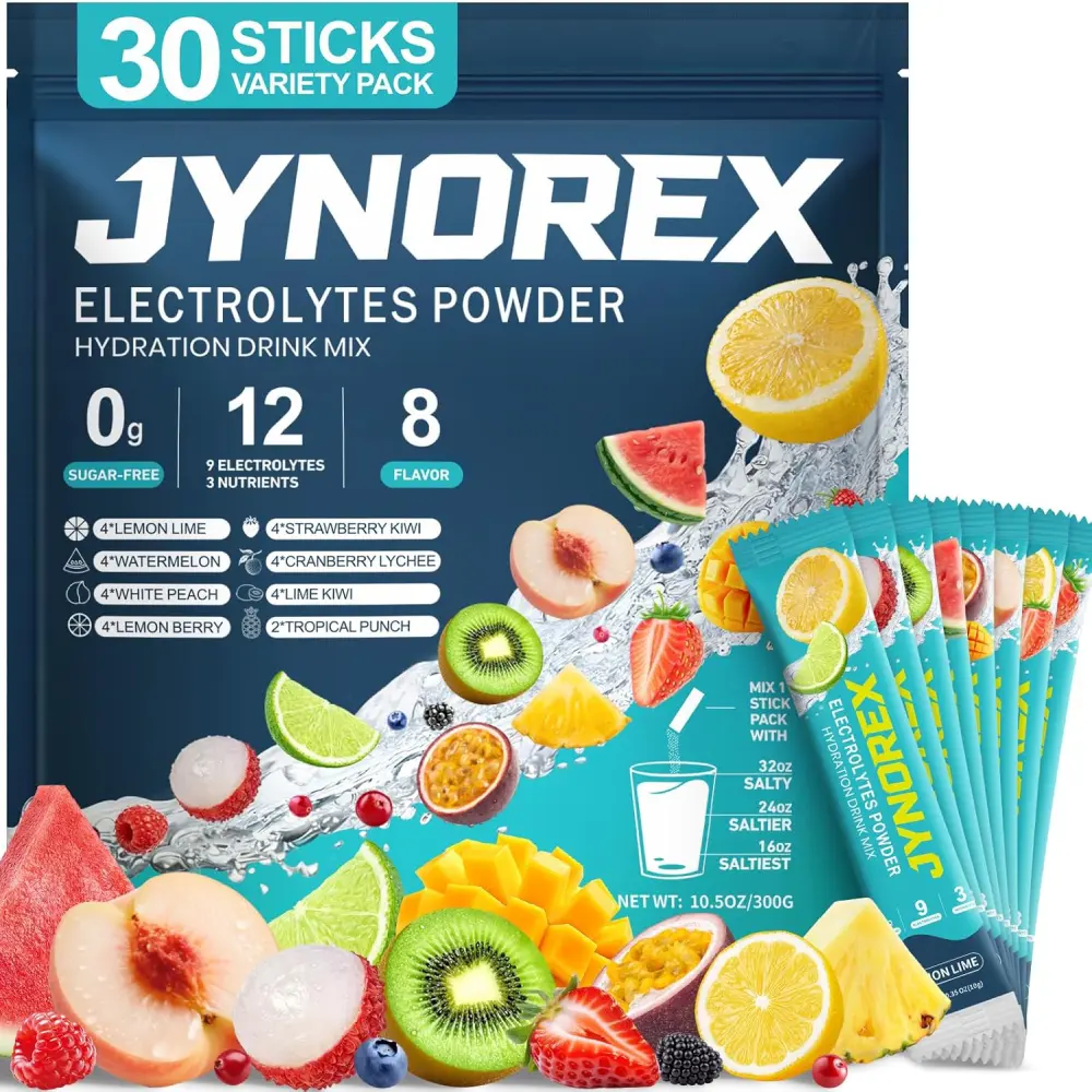 Electrolyte Powder Packets Sugar Free High Sodium Hydration Packets Electrolyte Drink Mix Variety Pack 30 Sticks