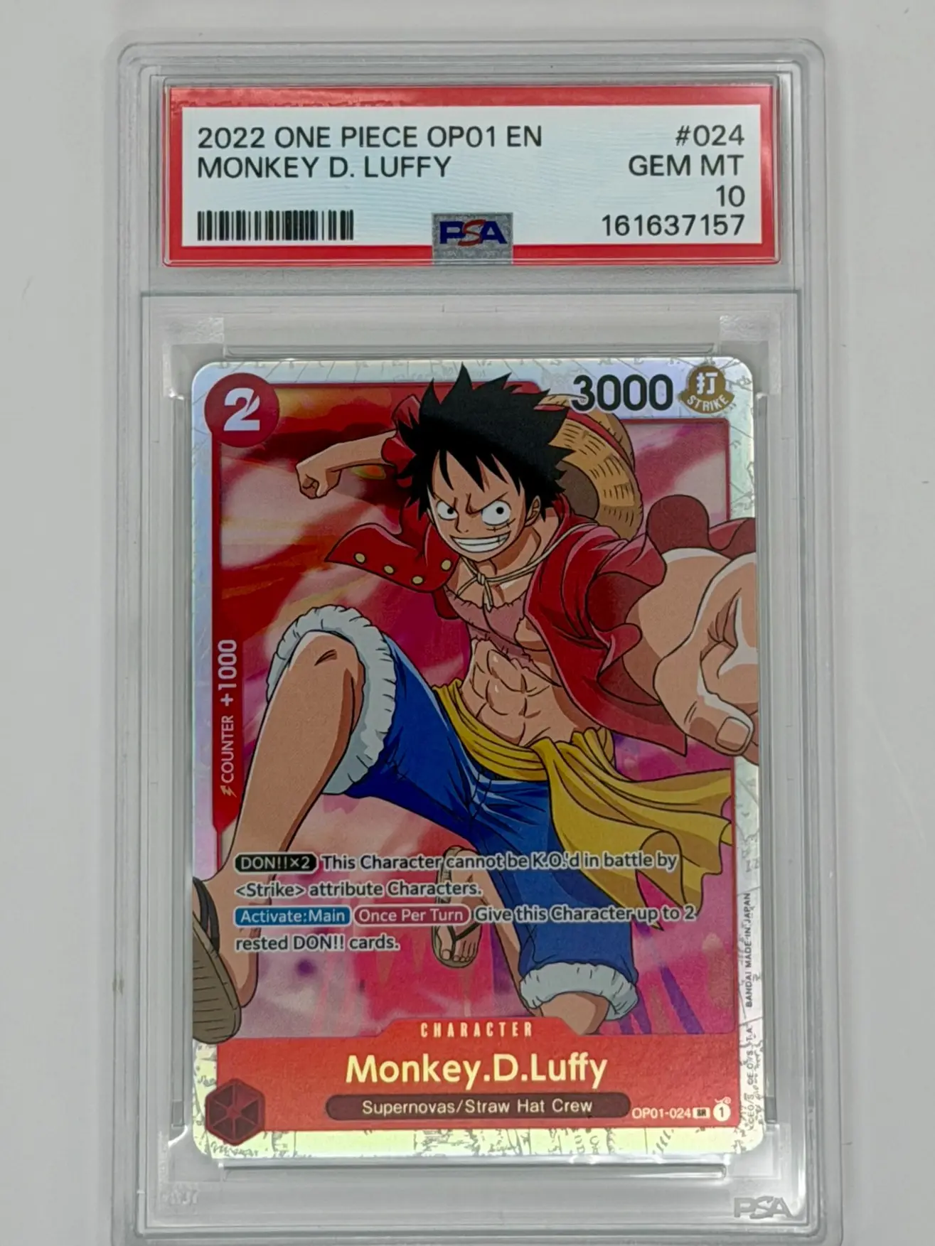 2022 ONE PIECE OP01-ROMANCE DAWN #024 MONKEY D. LUFFY PSA 10