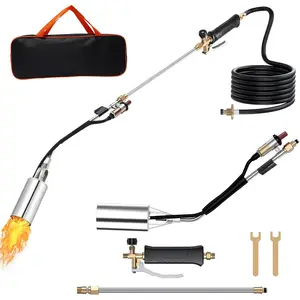 Propane Weed Burner Kit, 1,800,000 BTU Thrower Gun with 10FT Hose & Self-Igniter and Bag, Multi-Use for Snow Melting, Cooking