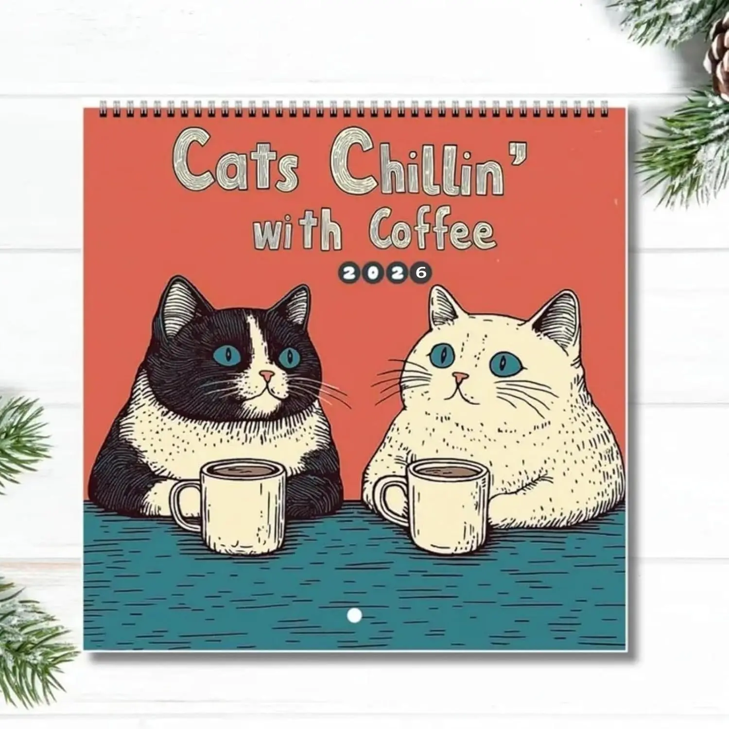 Cat Fun Picture Calendar 12 Months 2026 Wall Planner, Funny Thick Paper Design, Perfect Gift for Cat Lovers & Home Decor Enthusiasts