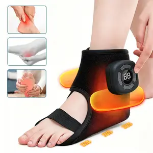 Air Compression Foot Massager with Heat, Cordless Chargeable Ankle Massager with 3 Modes 5 Intensities 3 Heat Levels, Heated Ankle Massage Wrap, Wireless Ankle Heating Pad with Massage for Men Women Seniors