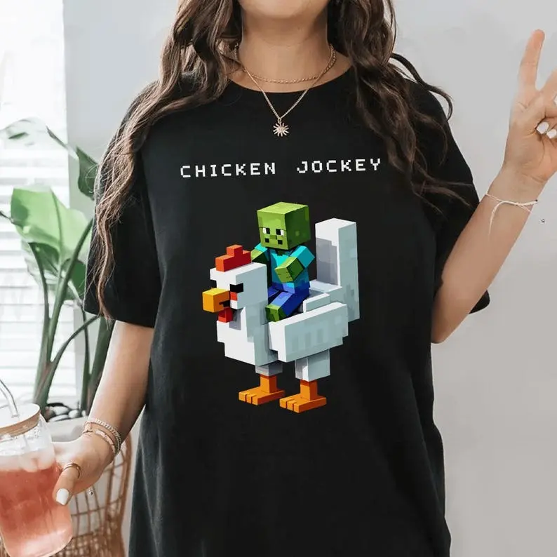 Minecraft Chicken Jockey Funny Shirt, Unisex Gamer Tee