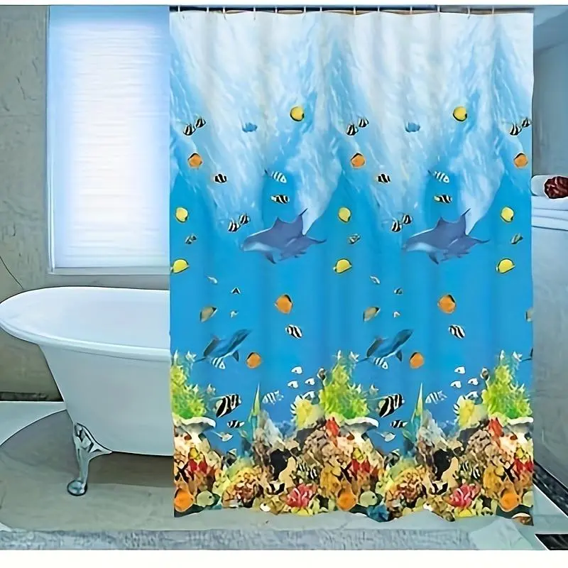 Shower Curtain with 12 Hooks, No Drilling Required, Bathroom Partition Curtain 72x72inch