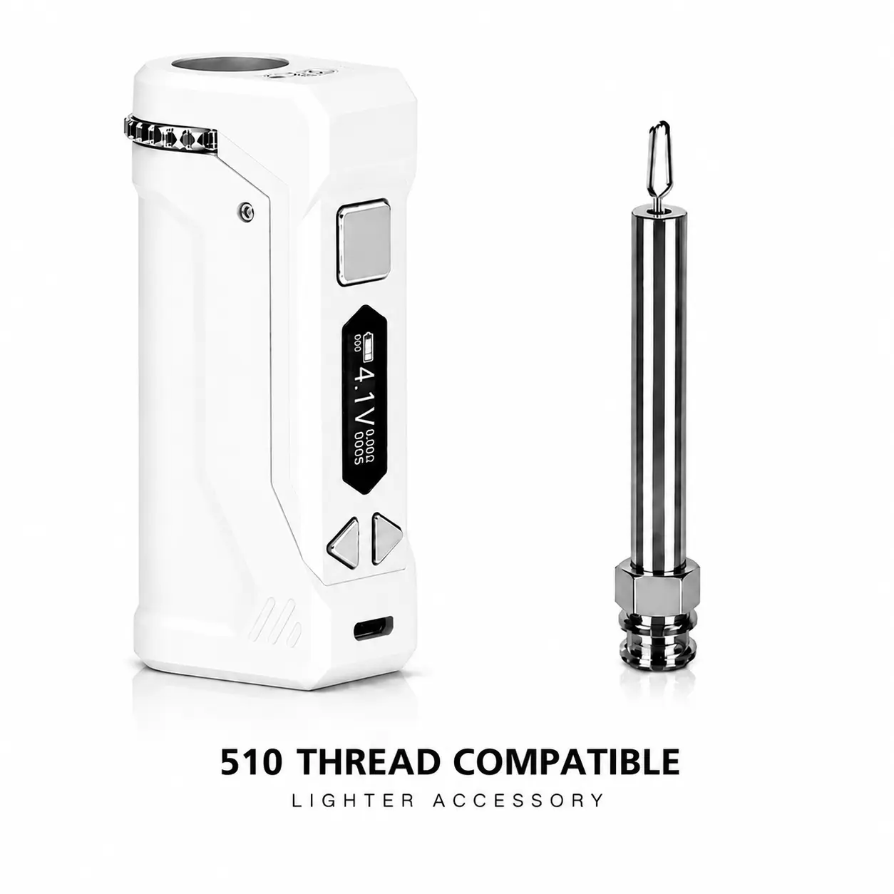 Pocket 510 Lighter Accessory - Variable Heat 650mAh 4.2 V 510 Thread Compatible with Soldering Tip - White