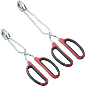 Stainless Steel Scissor Tongs Set - 10 Inch and 12 Inch Kitchen Cooking Tongs, Heavy Duty Multipurpose for Grilling, Serving, Flipping Food, Easy Grip, Dishwasher Safe, Set of 2